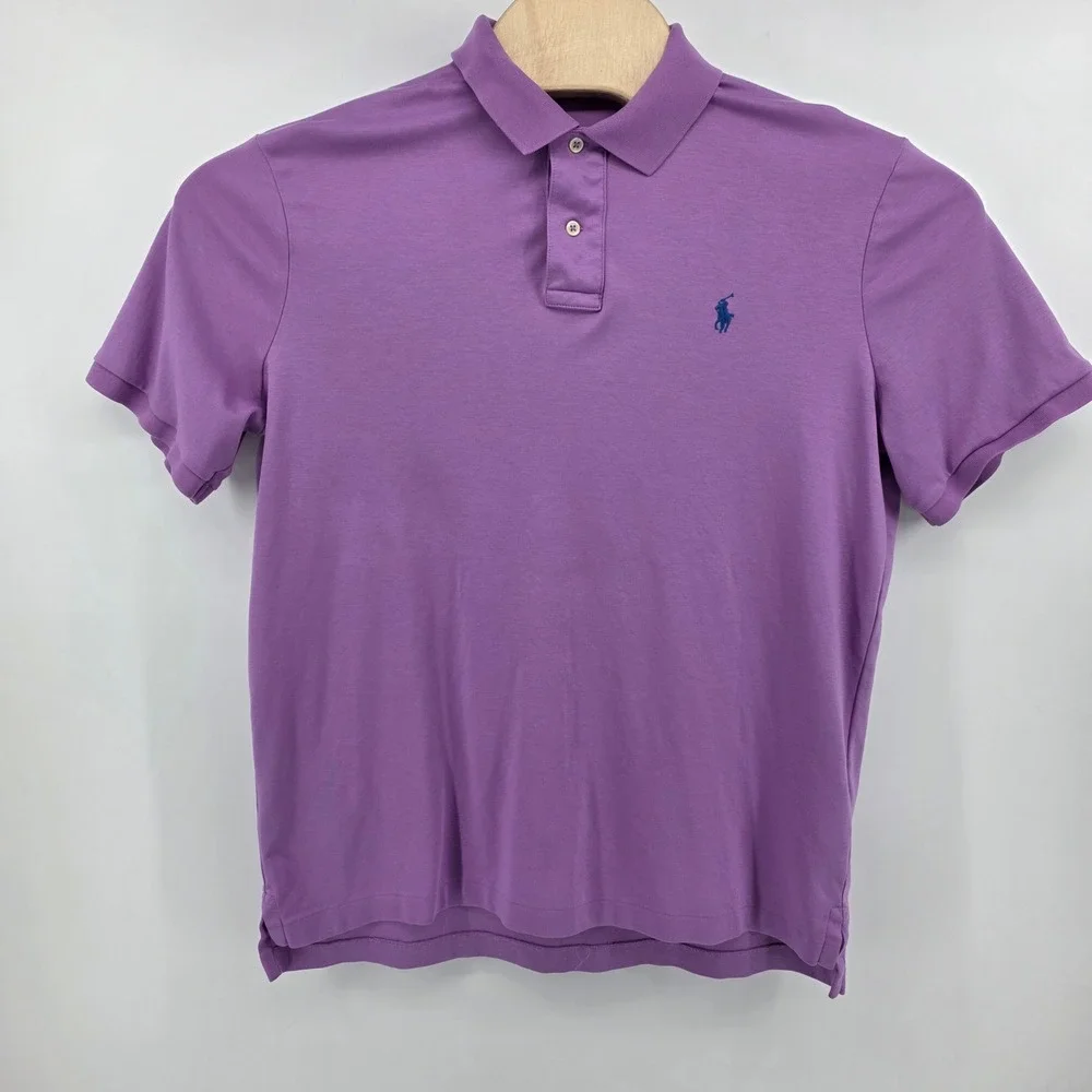 Polo Ralph Lauren Polo Shirt Mens L Classic Fit Cotton Purple Heritage Preppy
